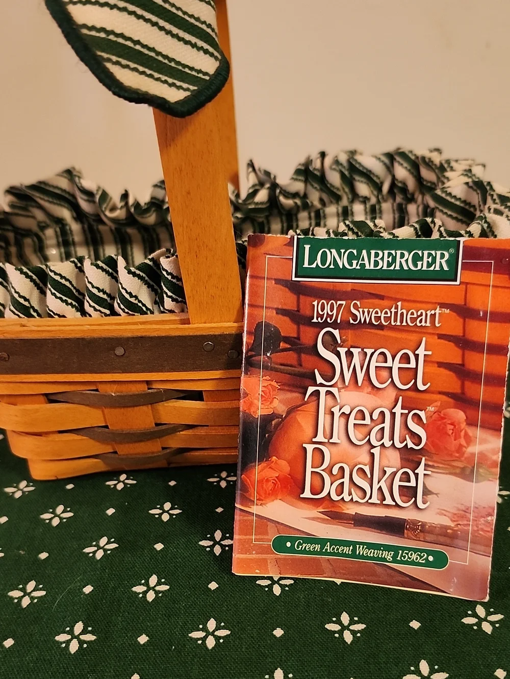 Longaberger Sweet Treats Basket with Green and White Striped Liner